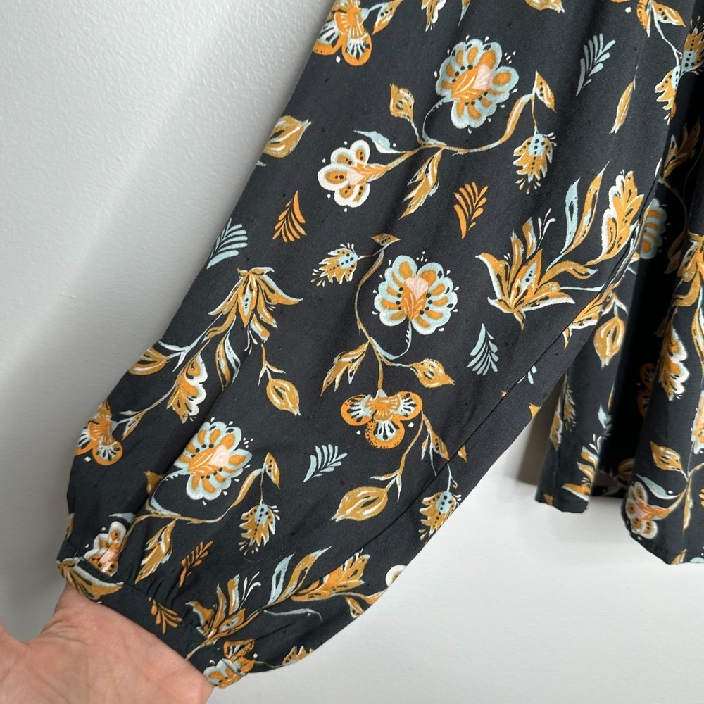 Universal thread Peasant Top‎ Size XL Dark Gray Floral Cottagecore - Picture 5 of 10